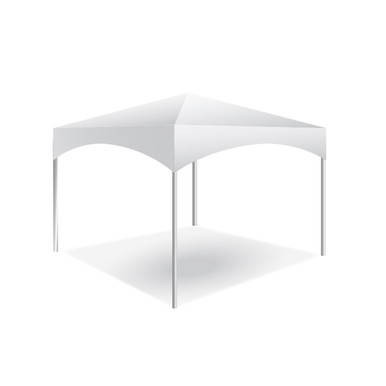 Celina Tent 10' x 10' Master Series Frame Tent, 1 Piece Tent Top, Complete, white frame tent with a sturdy square structure and canopy for outdoor events.