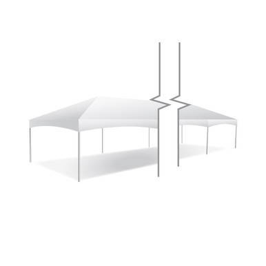 Celina Tent 15' x 60' Master Series Frame Tent, 1 Piece Tent Top, Complete, with its white canopy and sturdy frame structure.