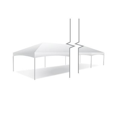 Celina Tent 15' x 60' Master Series Frame Tent, 1 Piece Tent Top, Complete, white frame tent with canopy.