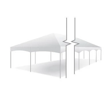 Celina Tent 20' x 50' Master Series Frame Tent, 1 Piece Tent Top, Complete, shown as a large white outdoor event tent with a peaked roof.