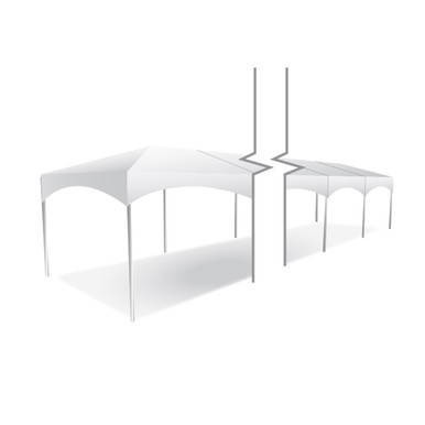 Celina Tent 10\' x 110\' Master Series Frame Tent, Sectional Tent Top, Complete, white sectional tent with a sturdy frame and fabric top for outdoor events and gatherings.