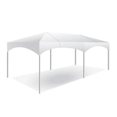 Celina Tent 10' x 20' Master Series Frame Tent, Sectional Tent Top, Complete, white sectional frame tent with sturdy metal poles and fabric roof for outdoor events and gatherings.