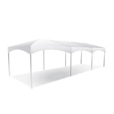 Celina Tent 10' x 30' Master Series Frame Tent, sectional tent top, complete, with white fabric and sturdy metal frame structure.