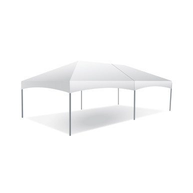 Celina Tent 15' x 30' Master Series Frame Tent, sectional tent top, complete, with white fabric and sturdy frame structure.