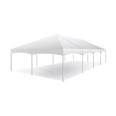 Celina Tent 20' x 40' Master Series Frame Tent, Sectional Tent Top, Complete, white sectional tent with a sturdy frame and spacious design for outdoor events.