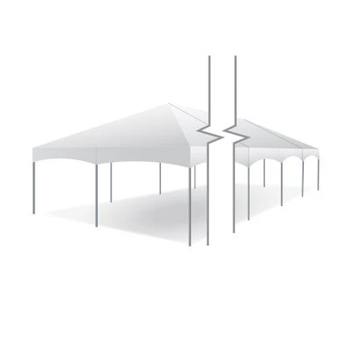 Celina Tent 20' x 60' Master Series Frame Tent, Sectional Tent Top, Complete, showing a large white tent with a sectional top and sturdy frame for outdoor events.