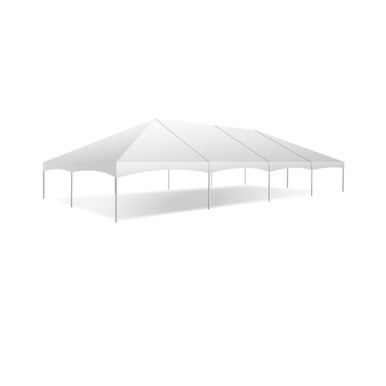 Celina Tent 30' x 60' Master Series Frame Tent, Sectional Tent Top, Complete, white sturdy outdoor event tent with sectional top for large gatherings.