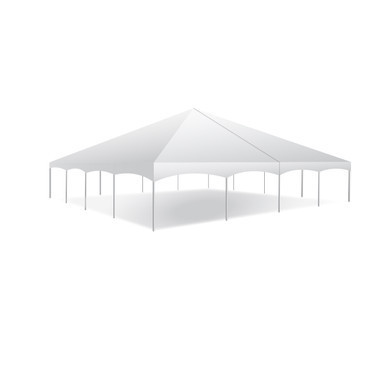 Celina Tent 40' x 40' Master Series Frame Tent, Sectional Tent Top, Complete, a large white outdoor event tent with a sturdy frame and sectional top design for gatherings and events.