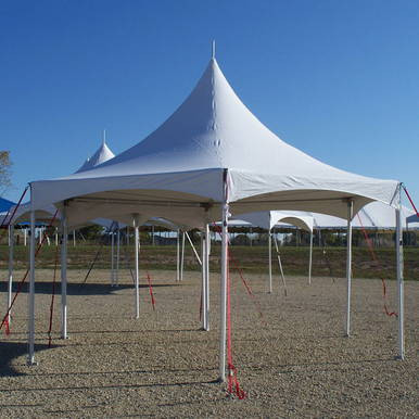 Celina Tent 20' Pinnacle Series Hexagon High Peak Frame Tent / Cross Cable Marquee, complete with high peak design, durable frame, and spacious interior for events and gatherings.