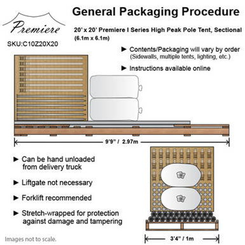 20' x 20' Premiere I Series High Peak Pole Tent, Sectional Tent Top, Complete 20' x 20' Premiere I Series High Peak Pole Tent, Sectional Tent Top, Complete