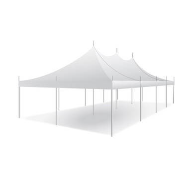 20' x 40' Premiere I Series High Peak Pole Tent, Sectional Tent Top, Complete, white portable event tent with peaked roof and sturdy support poles