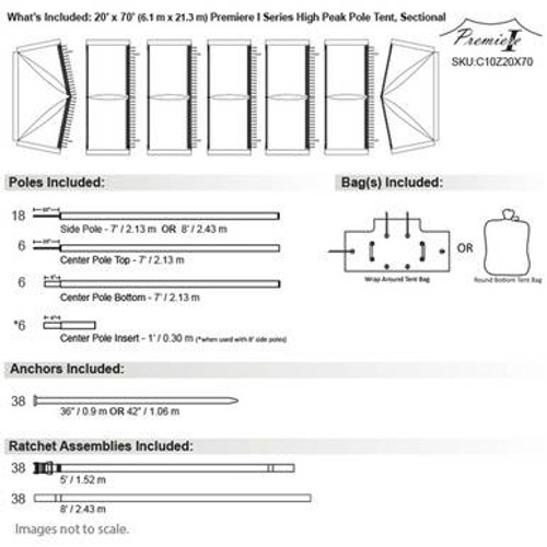 20' x 70' Premiere I Series High Peak Pole Tent, Sectional Tent Top, Complete 20' x 70' Premiere I Series High Peak Pole Tent, Sectional Tent Top, Complete