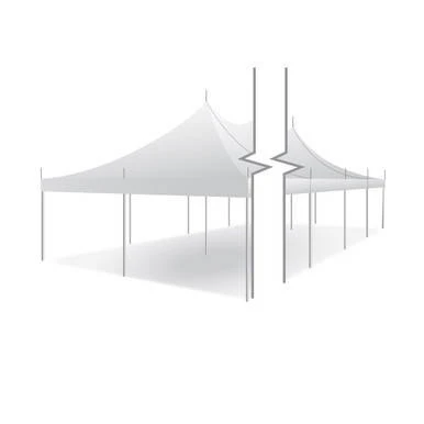 20' x 70' Premiere I Series High Peak Pole Tent, Sectional Tent Top, Complete, white event tent with high peak design, structural poles, and sectional sections for versatile outdoor event coverage.