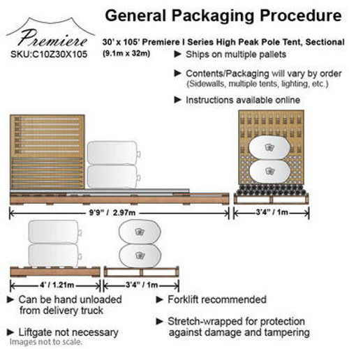 30' x 105' Premiere I Series High Peak Pole Tent, Sectional Tent Top, Complete 30' x 105' Premiere I Series High Peak Pole Tent, Sectional Tent Top, Complete