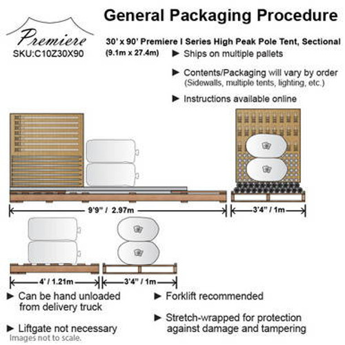 30' x 90' Premiere I Series High Peak Pole Tent, Sectional Tent Top, Complete 30' x 90' Premiere I Series High Peak Pole Tent, Sectional Tent Top, Complete