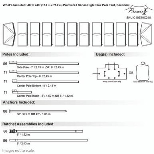 40' x 240' Premiere I Series High Peak Pole Tent, Sectional Tent Top, Complete 40' x 240' Premiere I Series High Peak Pole Tent, Sectional Tent Top, Complete