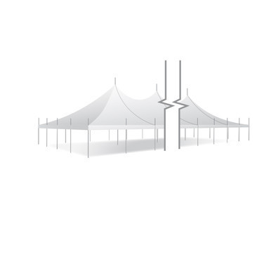 Celina Tent 40' x 240' Premiere I Series High Peak Pole Tent, sectional tent top, complete setup with high peak design and large covered area for events.