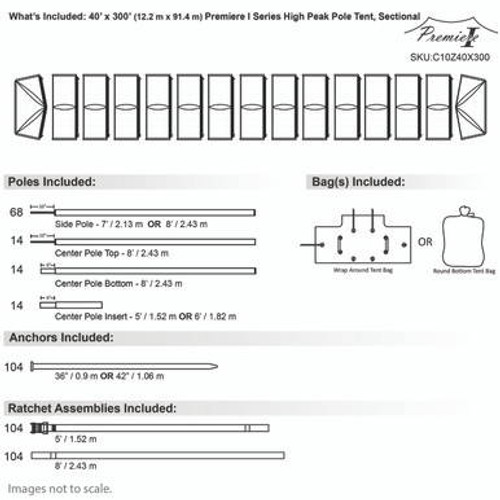 40' x 300' Premiere I Series High Peak Pole Tent, Sectional Tent Top, Complete 40' x 300' Premiere I Series High Peak Pole Tent, Sectional Tent Top, Complete
