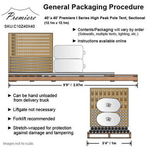 40' x 40' Premiere I Series High Peak Pole Tent, Sectional Tent Top, Complete 40' x 40' Premiere I Series High Peak Pole Tent, Sectional Tent Top, Complete