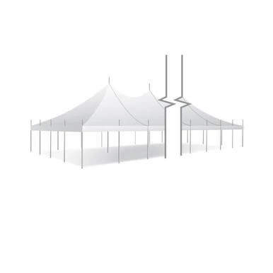 Celina Tent 30' x 75' Premiere II Series High Peak Pole Tent, sectional tent top with high peak design and support poles.