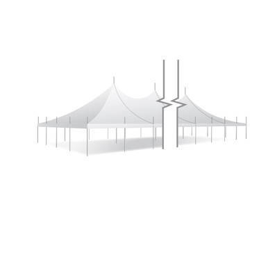 Celina Tent 40' x 100' Premiere II Series High Peak Pole Tent, sectional tent top with high peaks and supporting poles for large outdoor events.