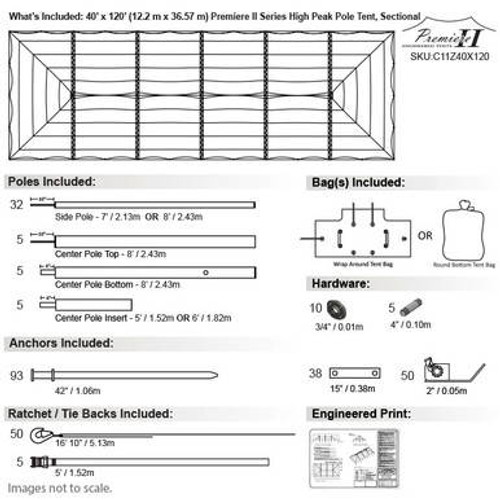 40' x 120' Premiere II Series High Peak Pole Tent, Sectional Tent Top, Complete 40' x 120' Premiere II Series High Peak Pole Tent, Sectional Tent Top, Complete