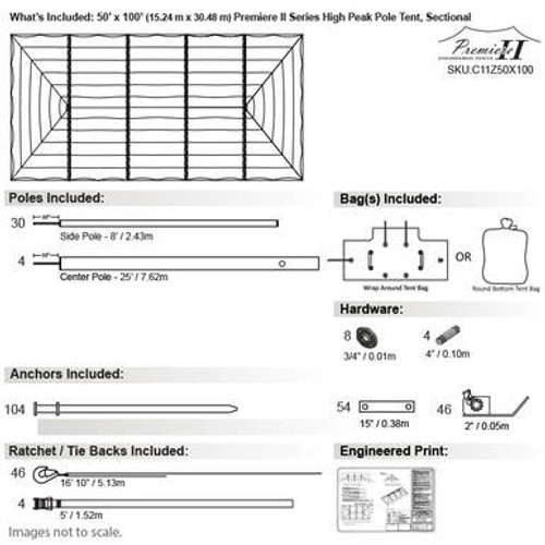 50' x 100' Premiere II Series High Peak Pole Tent, Sectional Tent Top, Complete 50' x 100' Premiere II Series High Peak Pole Tent, Sectional Tent Top, Complete