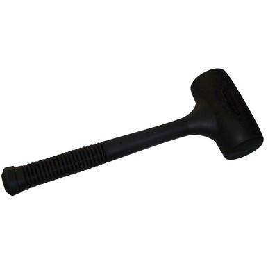 3 lb Dead Blow Hammer, black rubber mallet with a textured handle for improved grip.