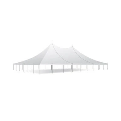 Celina Tent 60' x 90' Premiere II Series High Peak Pole Tent, Sectional Tent Top, Complete, white high peak tent with sturdy support poles and spacious interior for events and gatherings.