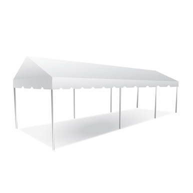 10' x 30' Classic Series Gable End Frame Tent, 1 Piece Tent Top, Complete, white outdoor event tent with gable-end design and sturdy metal frame for gatherings and events.