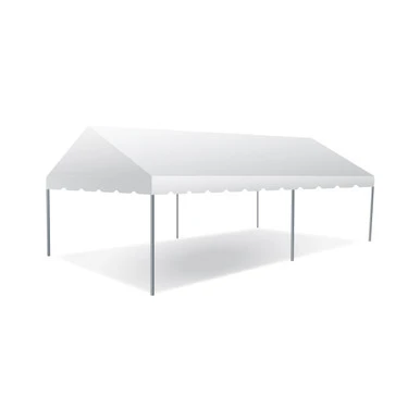 15' x 30' Classic Series Gable End Frame Tent, 1 Piece Tent Top, Complete, white canopy tent with gable ends supported by metal poles for outdoor event shelter.