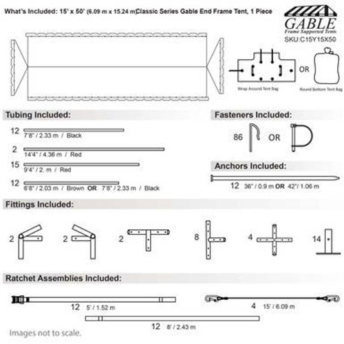 15' x 50' Classic Series Gable End Frame Tent, 1 Piece Tent Top, Complete 15' x 50' Classic Series Gable End Frame Tent, 1 Piece Tent Top, Complete