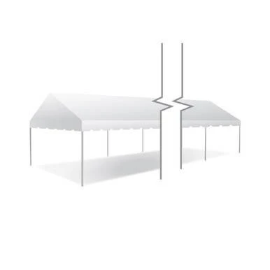 15' x 50' Classic Series Gable End Frame Tent, 1 Piece Tent Top, Complete, white canopy tent with gable end roof designed for events and outdoor gatherings.