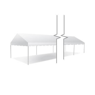 15' x 60' Classic Series Gable End Frame Tent, 1 Piece Tent Top, Complete, white canopy with metal frame structure for outdoor events and gatherings.