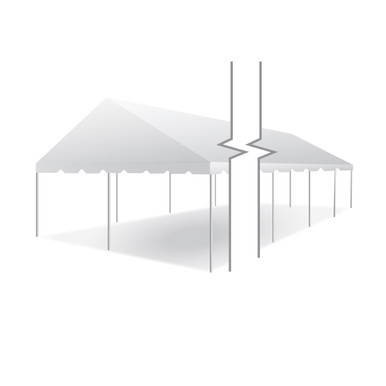 20' x 50' Classic Series Gable End Frame Tent, 1 Piece Tent Top, Complete, view of the outdoor event tent with gable end design and sturdy support poles.