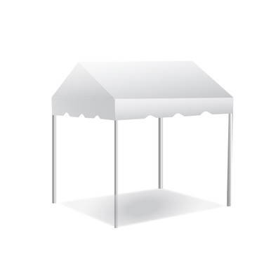 8' x 8' Classic Series Gable End Frame Tent, 1 Piece Tent Top, Complete, white outdoor canopy with gable roof and metal frame supports.