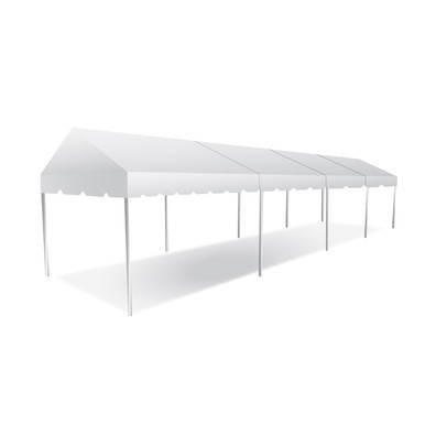 Celina Tent 10' x 40' Classic Series Gable End Frame Tent, Sectional Tent Top, Complete, white outdoor event tent with gable end design and multiple sections for gatherings.