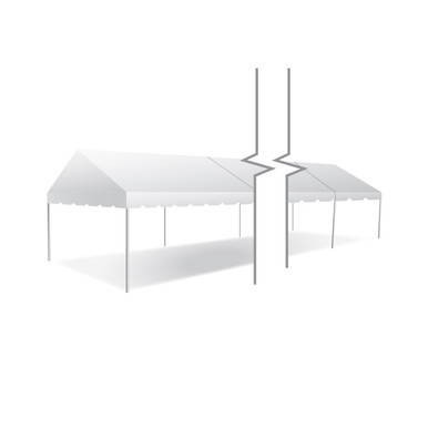 15' x 60' Classic Series Gable End Frame Tent, Sectional Tent Top, Complete with white fabric canopy and metal frame structure for outdoor events and gatherings.