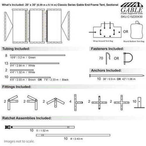 20' x 30' Classic Series Gable End Frame Tent, Sectional Tent Top, Complete 20' x 30' Classic Series Gable End Frame Tent, Sectional Tent Top, Complete