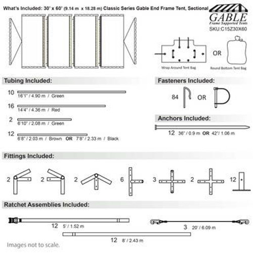 30' x 60' Classic Series Gable End Frame Tent, Sectional Tent Top, Complete 30' x 60' Classic Series Gable End Frame Tent, Sectional Tent Top, Complete