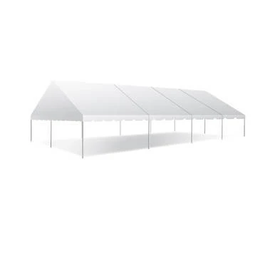 Celina Tent 30' x 60' Classic Series Gable End Frame Tent, Sectional Tent Top, Complete, large white outdoor event tent with gable end design and sturdy frame.