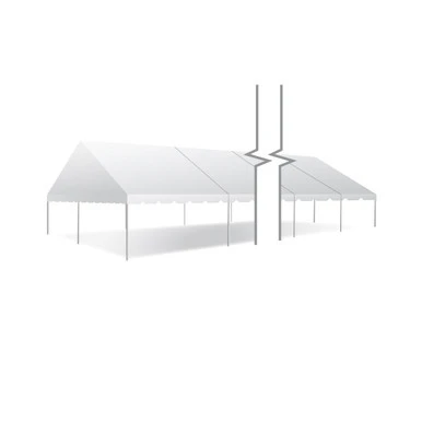 Celina Tent 30' x 75' Classic Series Gable End Frame Tent, Sectional Tent Top, Complete, with white canopy and supporting poles