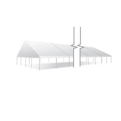 40' x 100' Classic Series Gable End Frame Tent, Sectional Tent Top, Complete, displayed as a large white sectional event tent with metal poles and gable end structure for outdoor gatherings and events.