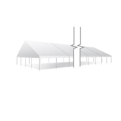 40' x 220' Classic Series Gable End Frame Tent, Sectional Tent Top, Complete, empty white event tent with gable end frames and sectional roof sections.