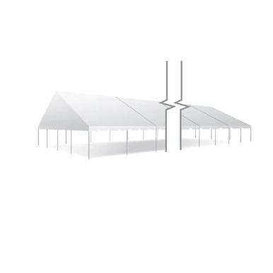 40' x 240' Classic Series Gable End Frame Tent, Sectional Tent Top, Complete, with white fabric and supporting poles.