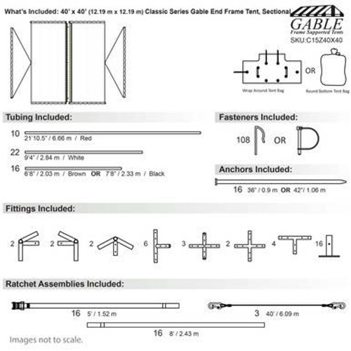 40' x 40' Classic Series Gable End Frame Tent, Sectional Tent Top, Complete 40' x 40' Classic Series Gable End Frame Tent, Sectional Tent Top, Complete
