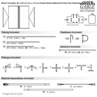 40x140 Classic Series Gable Frame Tent Sectional Top