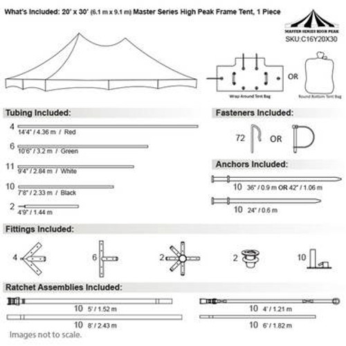 20' x 30' Master Series High Peak Frame Tent, 1 Piece Tent Top, Complete 20' x 30' Master Series High Peak Frame Tent, 1 Piece Tent Top, Complete