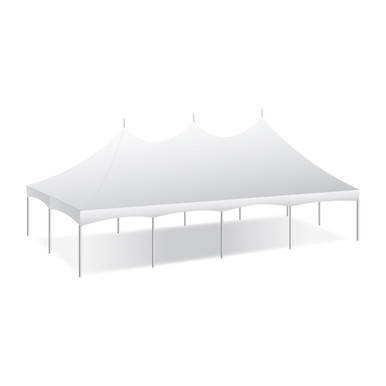 20' x 40' Master Series High Peak Frame Tent, 1 Piece Tent Top, Complete, white event tent with high peaks and sturdy frame structure.