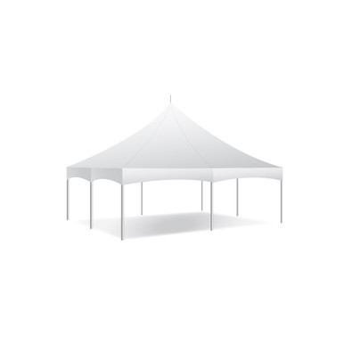 20' x 20' Master Series High Peak Frame Tent, Sectional Tent Top, Complete, white outdoor event tent with high peak roof and multiple sections.